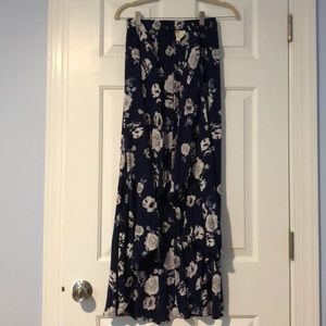 Floral navy wrap skirt